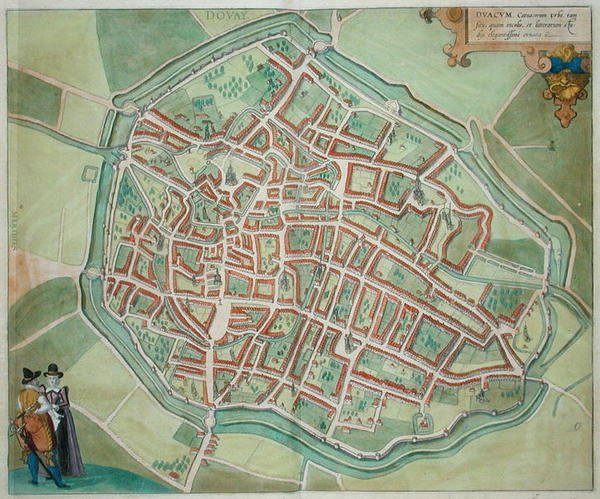 Plan Dovay, z „Civitates Orbis Terrarum” Georga Brauna (1541-1622) i Fransa Hogenburga (1535-90), ok.1572 (kolorowa rycina) autorstwa Joris (after) Hoefnagel