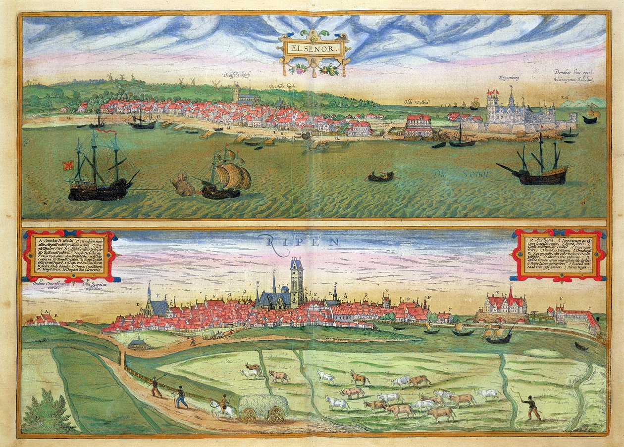 Elsenor i Ripen, z „Cities of the World” Georga Brauna (1541-1622) i Fransa Hogenburga (1535-90), ok.1572 autorstwa Joris Hoefnagel