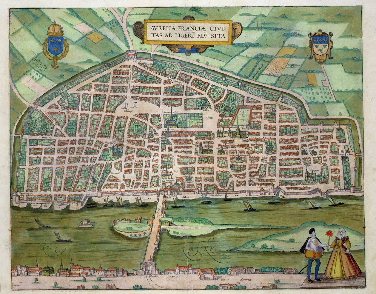 Mapa Aurelii, z "Civitates Orbis Terrarum" autorstwa Georga Brauna (1541-1622) i Fransa Hogenberga (1535-90) ok. 1572-1617 autorstwa Joris Hoefnagel