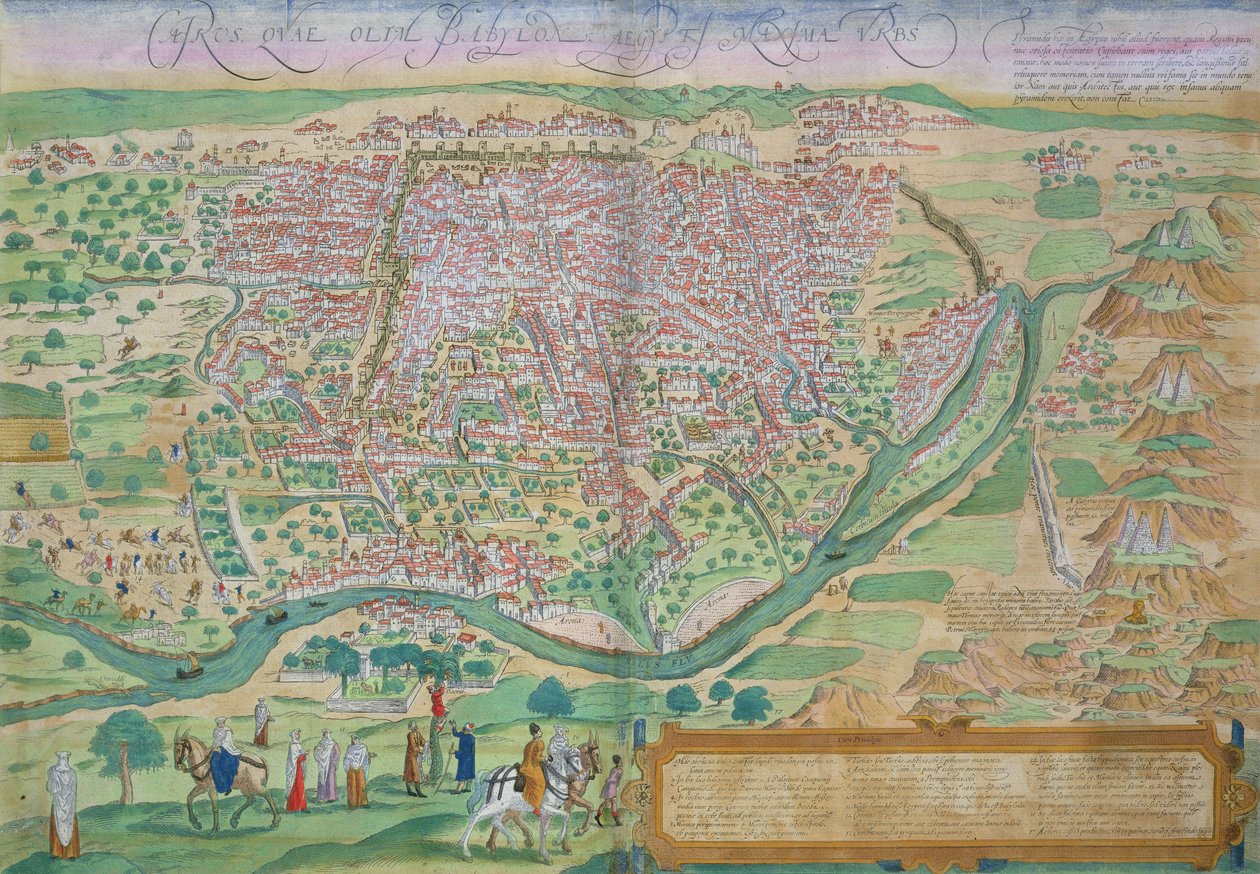 Mapa Kairu z „Cities of the World” Georga Brauna (1541-1622) i Fransa Hogenberga (1535-90), ok.1572 autorstwa Joris Hoefnagel