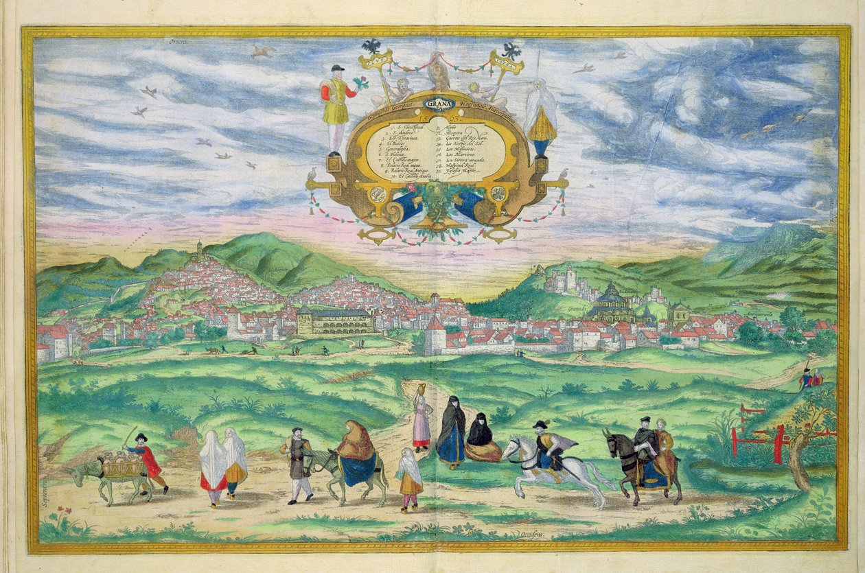 Mapa Granady z „Civitates Orbis Terrarum” Georga Brauna (1541-1622) i Fransa Hogenberga (1535-90), 1563 autorstwa Joris Hoefnagel