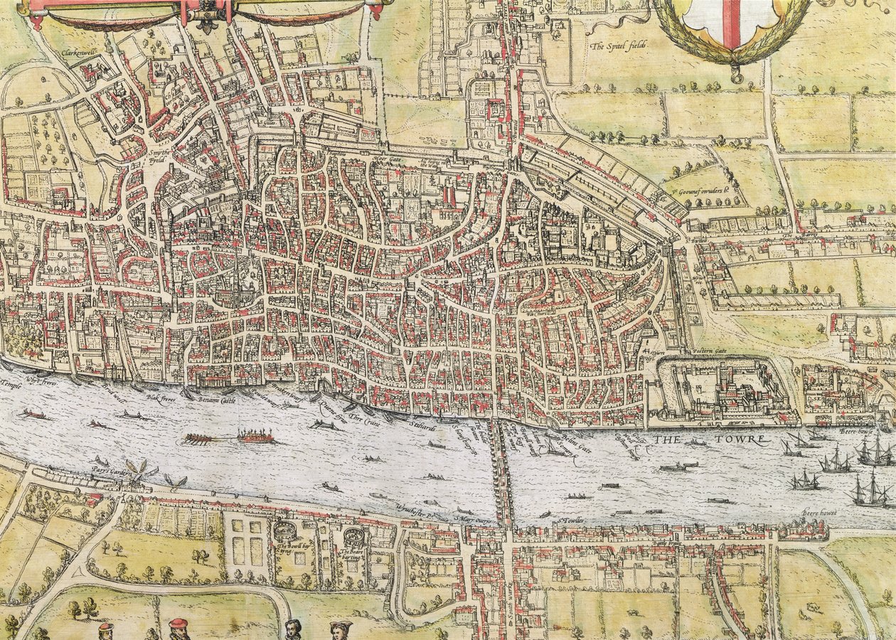 Mapa Londynu z „Cities of the World”, Georga Brauna (1542-1622) i Fransa Hogenburga (1635-90), ok.1572 autorstwa Joris Hoefnagel