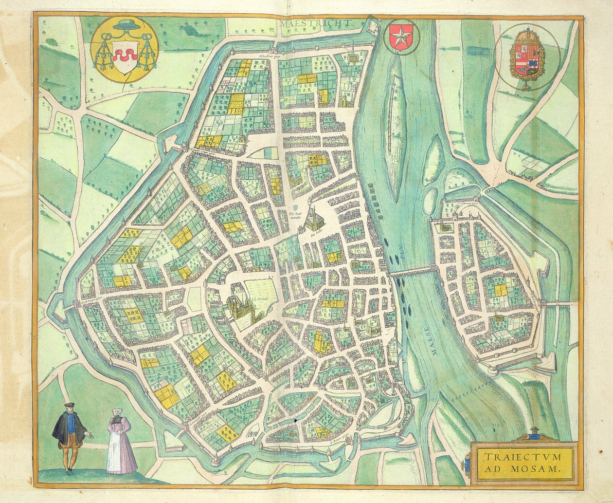 Mapa Maastricht z „Civitates Orbis Terrarum” autorstwa Georga Brauna (1541-1622) i Fransa Hogenberga (1535-90) c.1572-1617 autorstwa Joris Hoefnagel