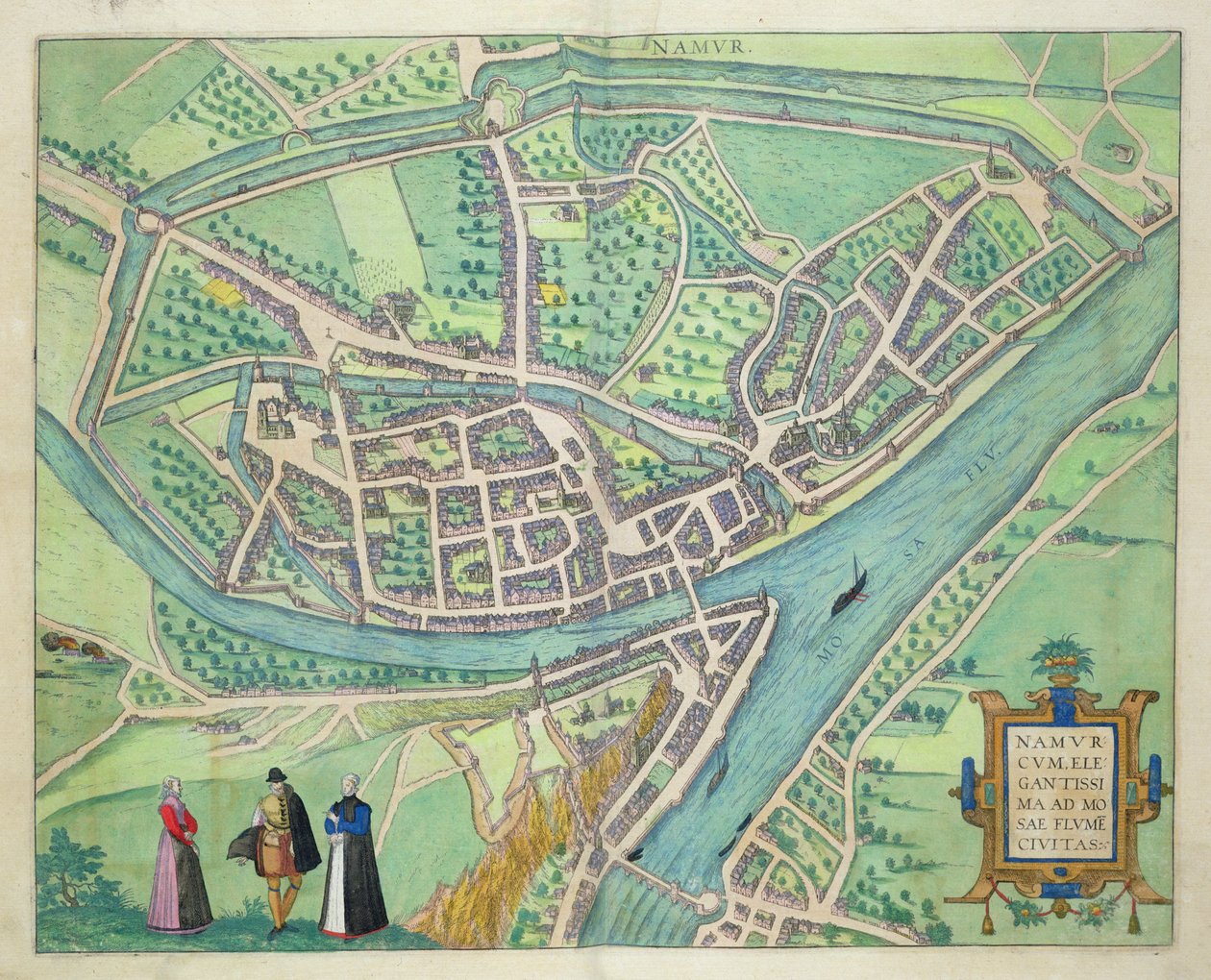Mapa Namur, z „Cities of the World” Georga Brauna (1541-1622) i Fransa Hogenberga (1535-90) c.1572-1617 autorstwa Joris Hoefnagel