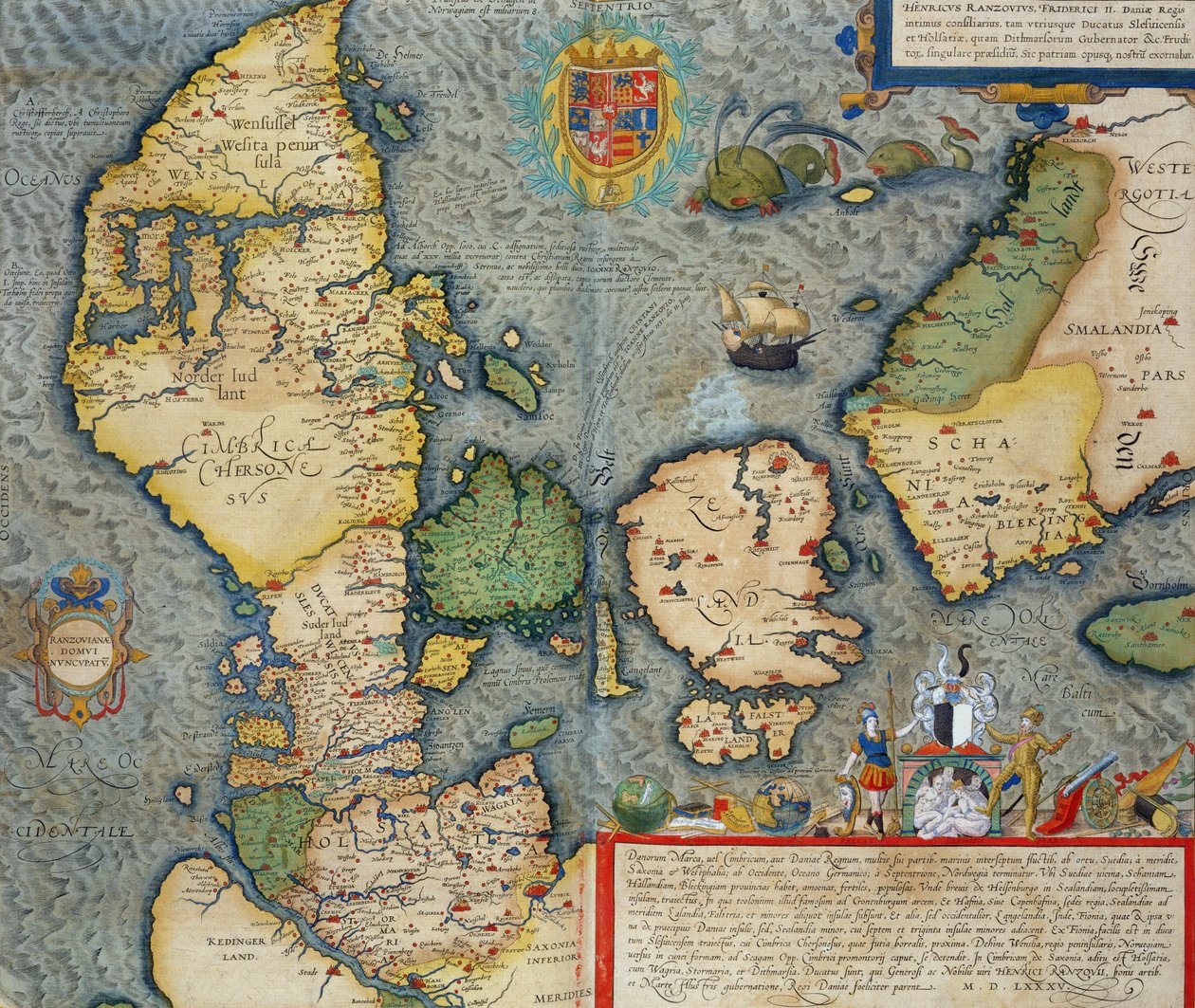 Mapa Europy Północnej z „Civitates Orbis Terrarum” Georga Brauna (1541-1622) i Fransa Hogenberga (1535-90) c.1572-1617 autorstwa Joris Hoefnagel
