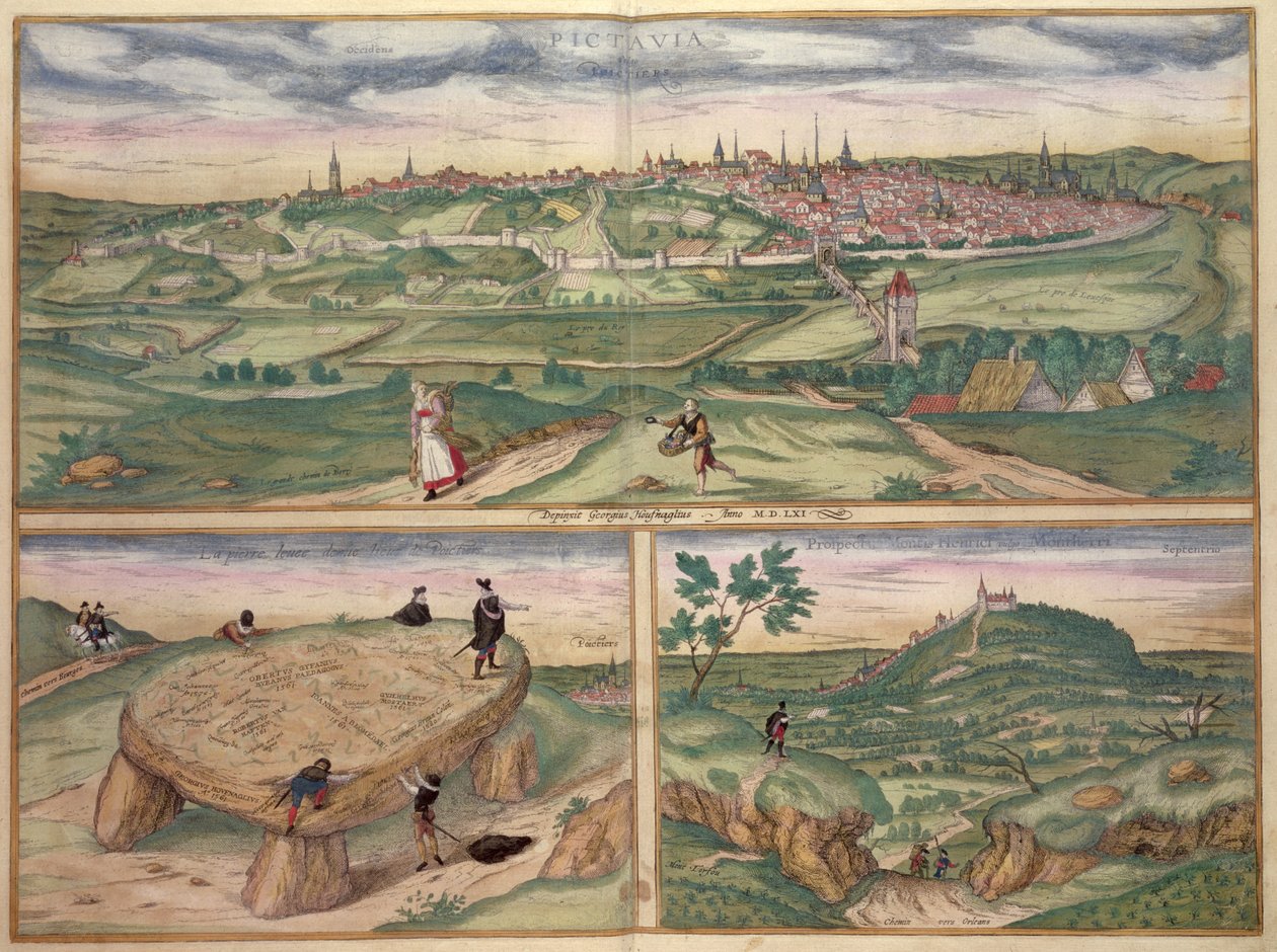 Mapa Poitiers, z „Civitates Orbis Terrarum” Georga Brauna (1541-1622) i Fransa Hogenberga (1535-90), 1561 autorstwa Joris Hoefnagel