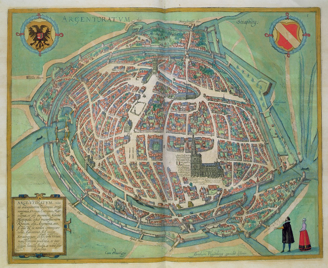 Mapa Strasburga z „Civitates Orbis Terrarum” Georga Brauna (1541-1622) i Fransa Hogenberga (1535-90), ok.1572 autorstwa Joris Hoefnagel