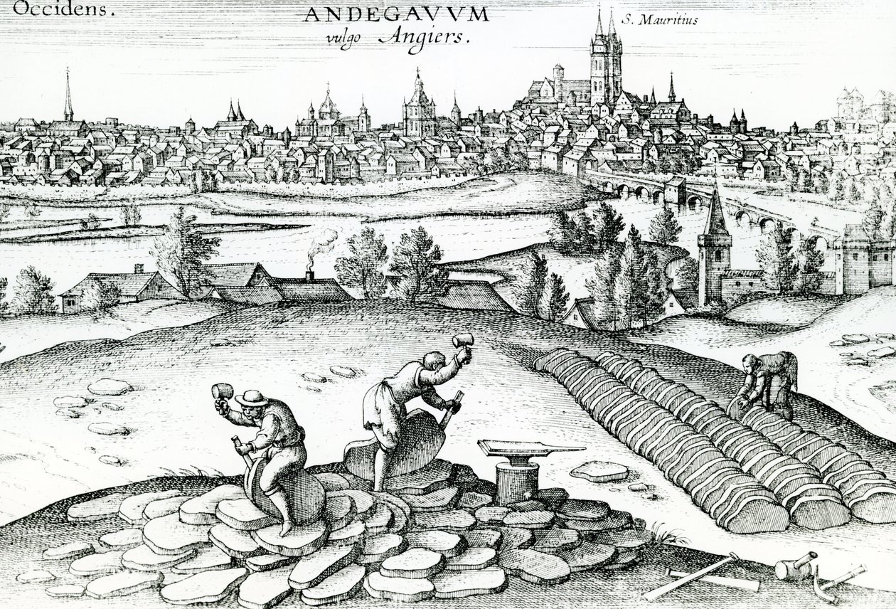 Kamieniołom łupków w Angers, 1561 autorstwa Joris Hoefnagel