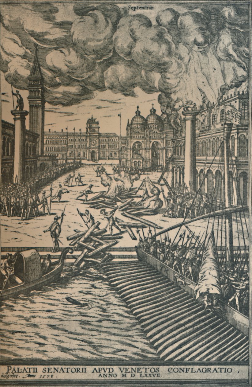 Spalenie Pałacu Dożów, 1578, 1925. autorstwa Joris Hoefnagel