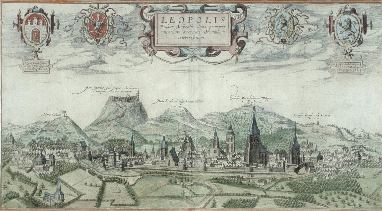 Widok Leopolis z „Civitates Orbis Terrarum” Georga Brauna (1541-1622) i Fransa Hogenberga (1535-90) autorstwa Joris Hoefnagel