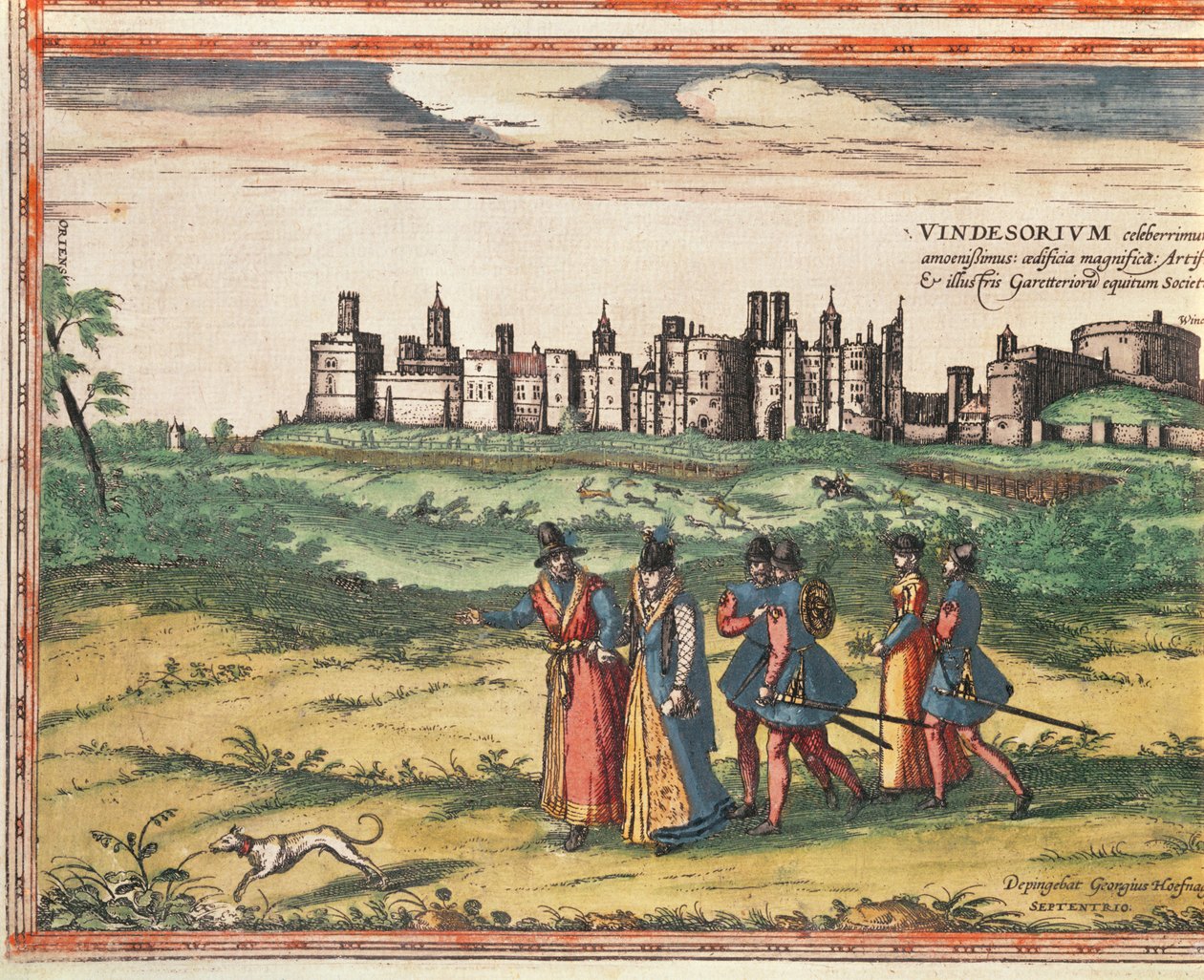 Widok zamku Windsor z „Civitates Orbis Terrarum” autorstwa Georga Brauna (1541-1622) i Fransa Hogenberga (1535-90) 1599 autorstwa Joris Hoefnagel