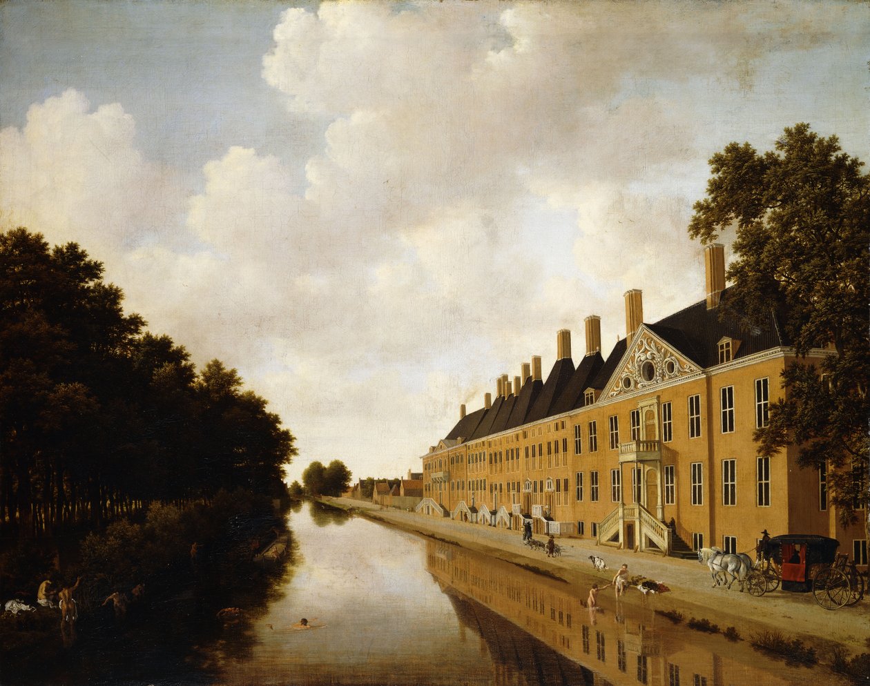 Widok na Princessgracht w Hadze w kierunku Bezuidenhoutseweg i Post Singelgracht, ok. 1660 autorstwa Joris van der Hagen
