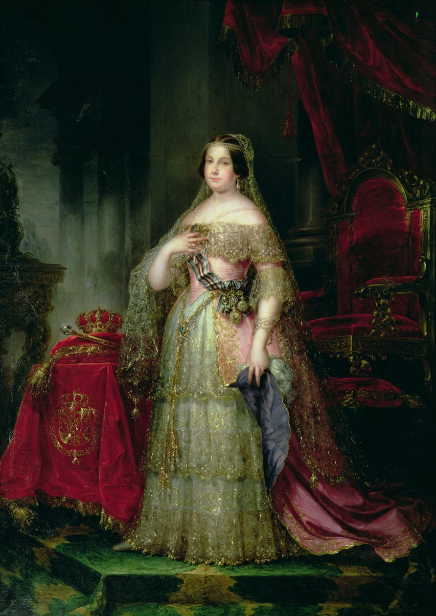 Królowa Izabela II (1830-1904) Hiszpanii autorstwa José Gutiérrez de la Vega