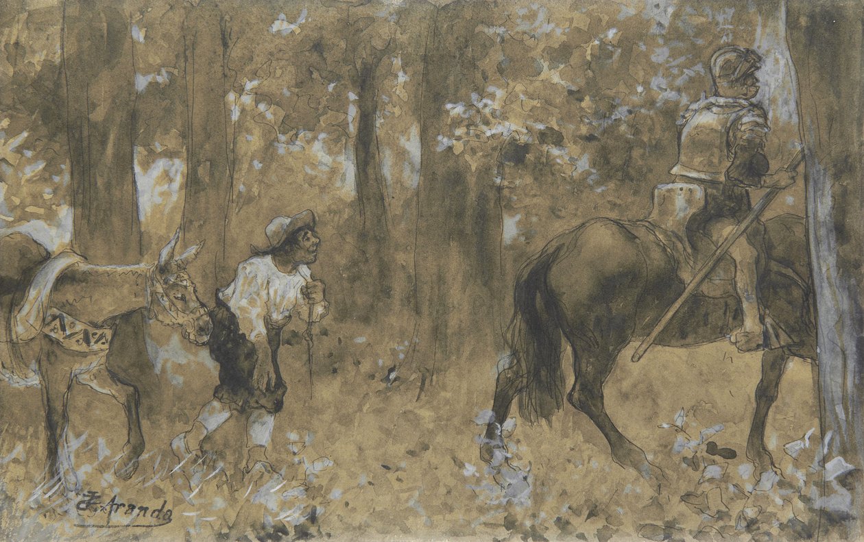 Don Kichot i Sancho Pansa autorstwa José Jiménez Aranda