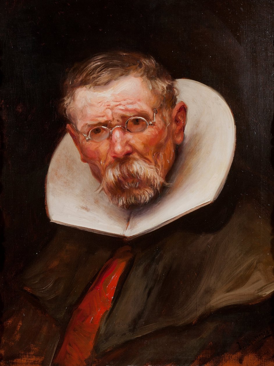 Portret starszego mężczyzny ubranego w stylu z czasów panowania Filipa III autorstwa José Llaneces