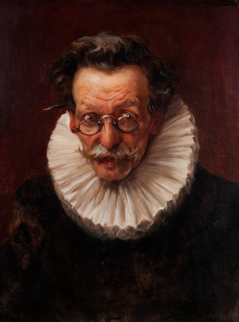 Portret starszego mężczyzny ubranego w stylu z czasów panowania Filipa IV autorstwa José Llaneces