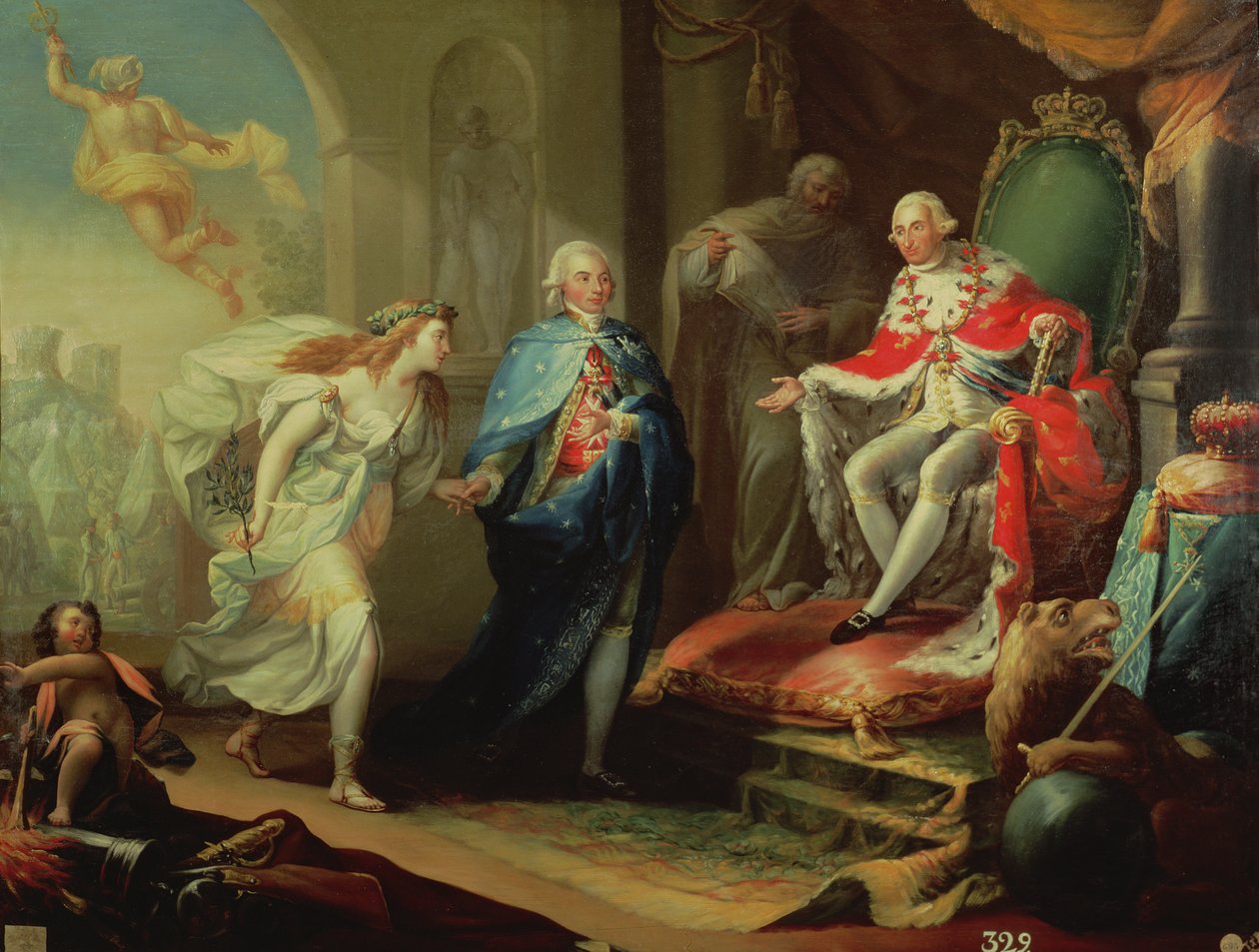 Godoy ofiarowujący pokój Karolowi IV, 1796 autorstwa José Aparicio