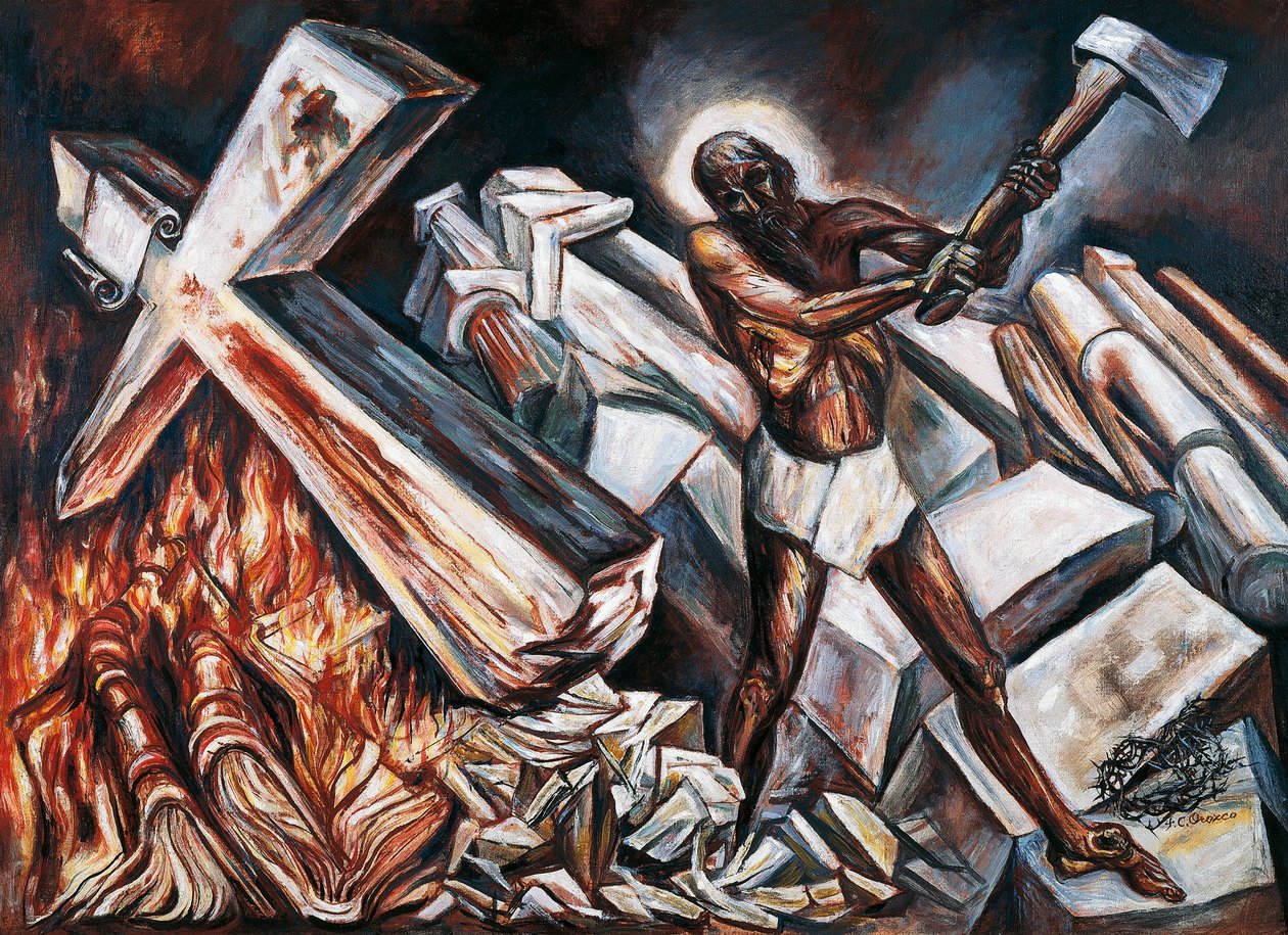 Chrystus niszczy swój krzyż autorstwa José Clemente Orozco