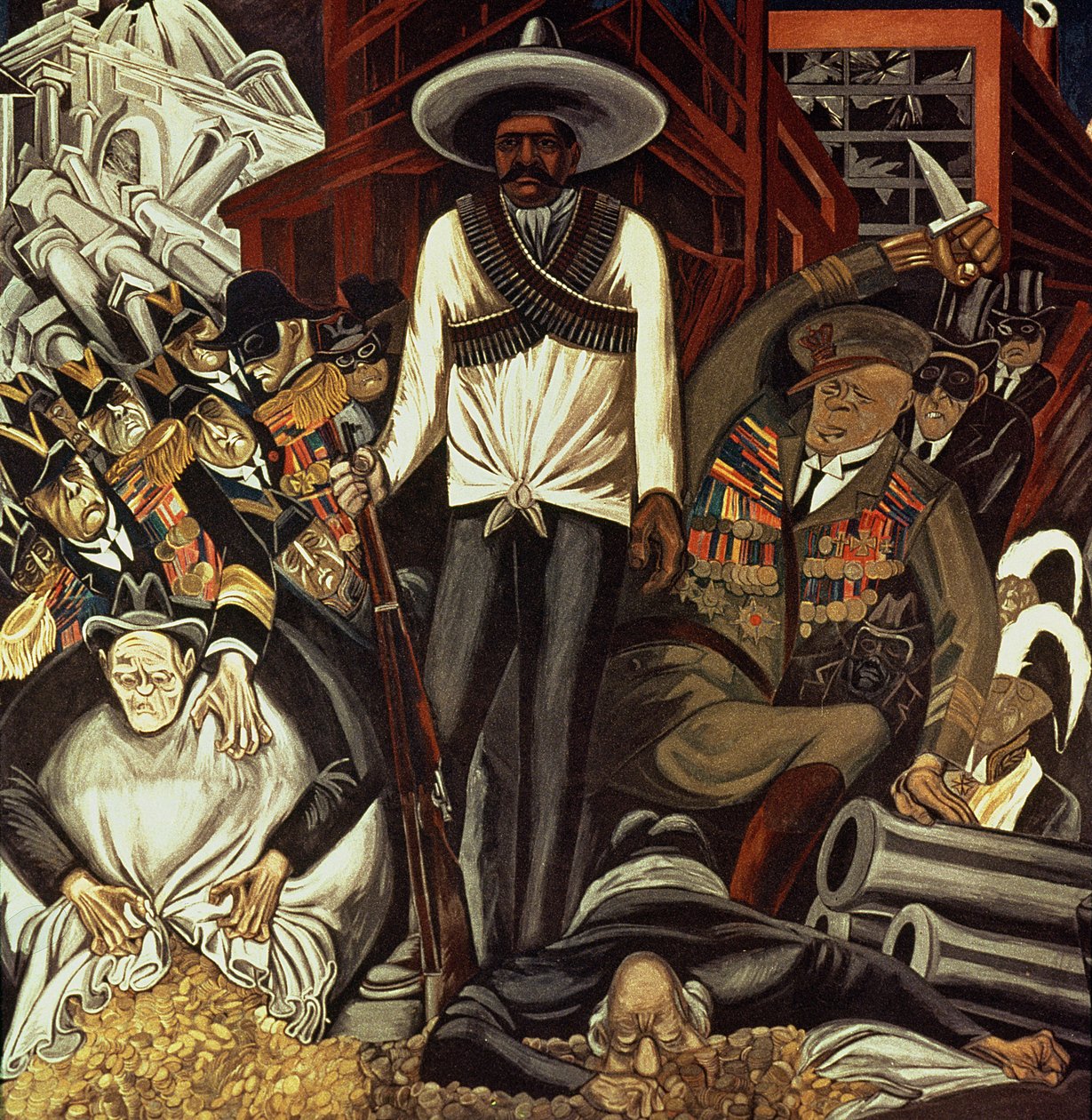Hiszpanie-Ameryka, z „Eposu o cywilizacji amerykańskiej” autorstwa José Clemente Orozco