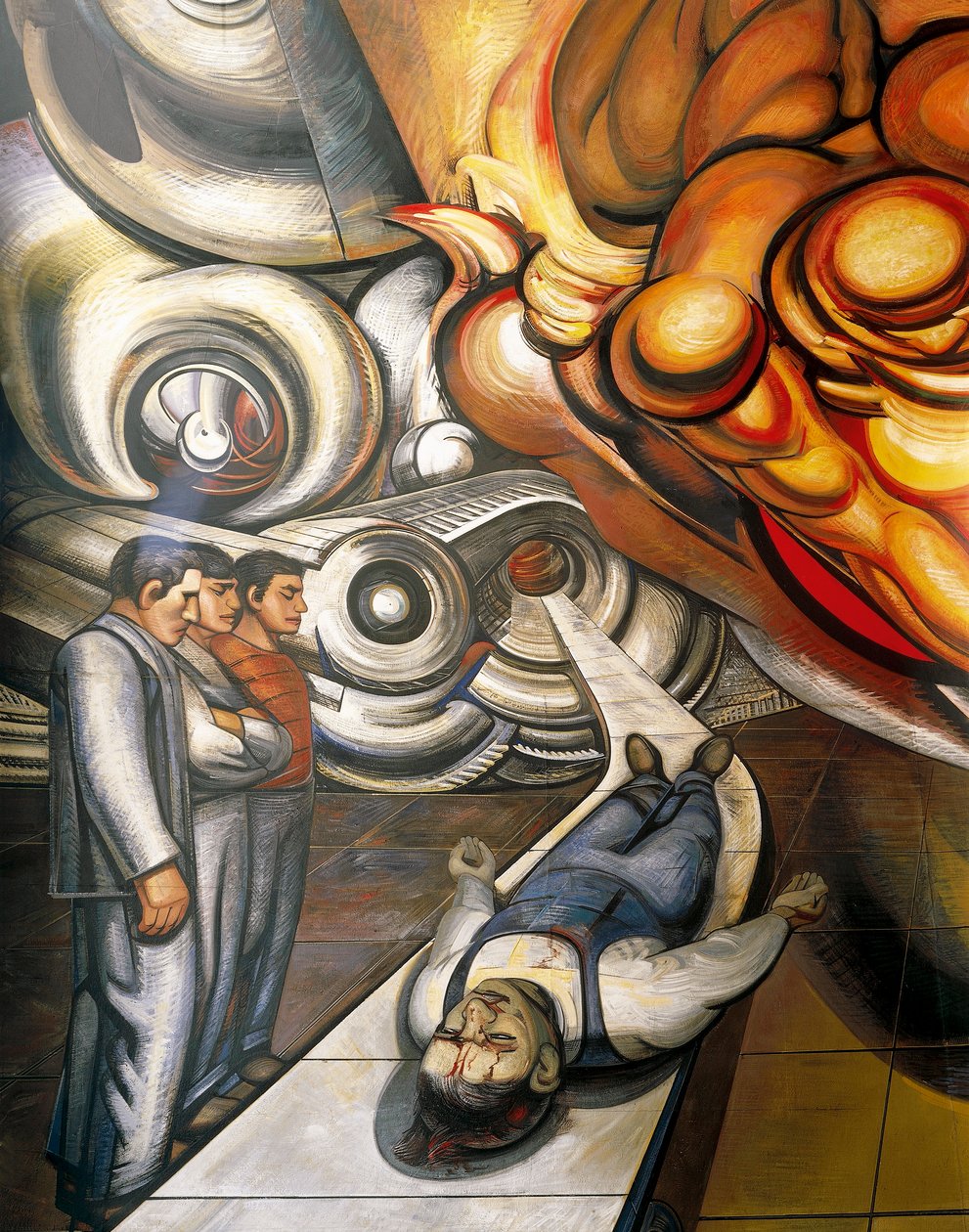 Świat robotnika, ofiara kapitalizmu, Hospital de la Raza, fragment sufitu audytorium z freskami Jose