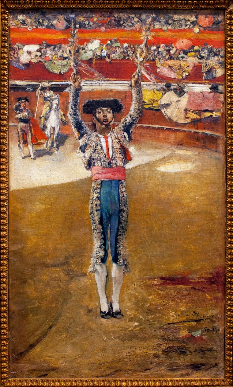Układanie sztandarów - Obraz Jose Garcii Ramosa (1852-1912), olej na płótnie - Muzeum Sztuk Pięknych w Sewilli, Hiszpania autorstwa José García Ramos