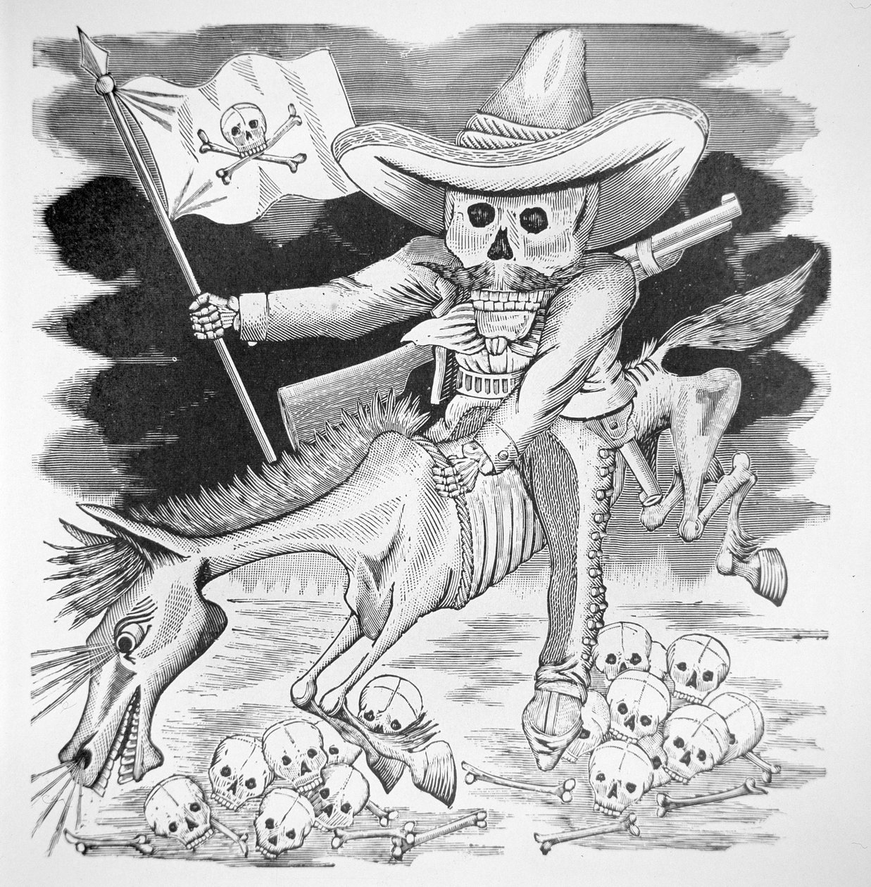 Czaszka zapatystów, ok. 1910 (rycina) autorstwa José Guadalupe Posada