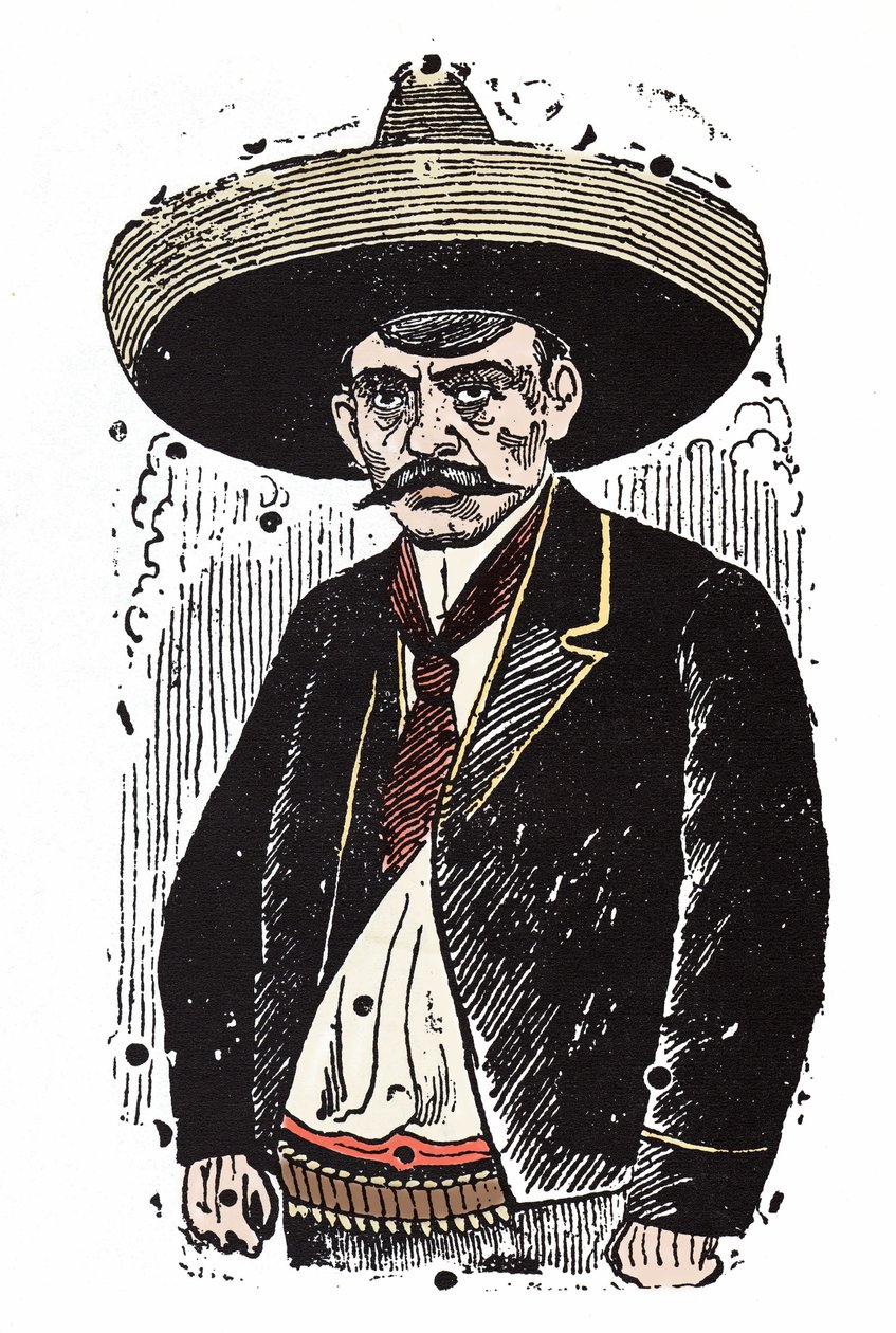Emiliano Zapata (1880-1919), meksykański rewolucjonista. Ksylografia – Jose Guadalupe Posada (1852-1913). autorstwa José Guadalupe Posada