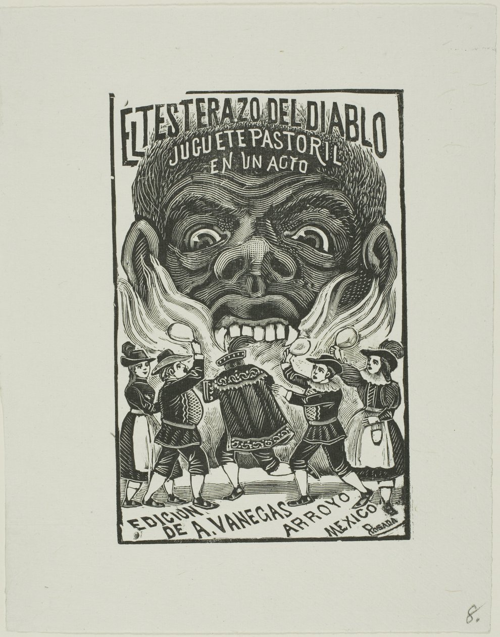 Diabeł tłucze się w głowę autorstwa José Guadalupe Posada