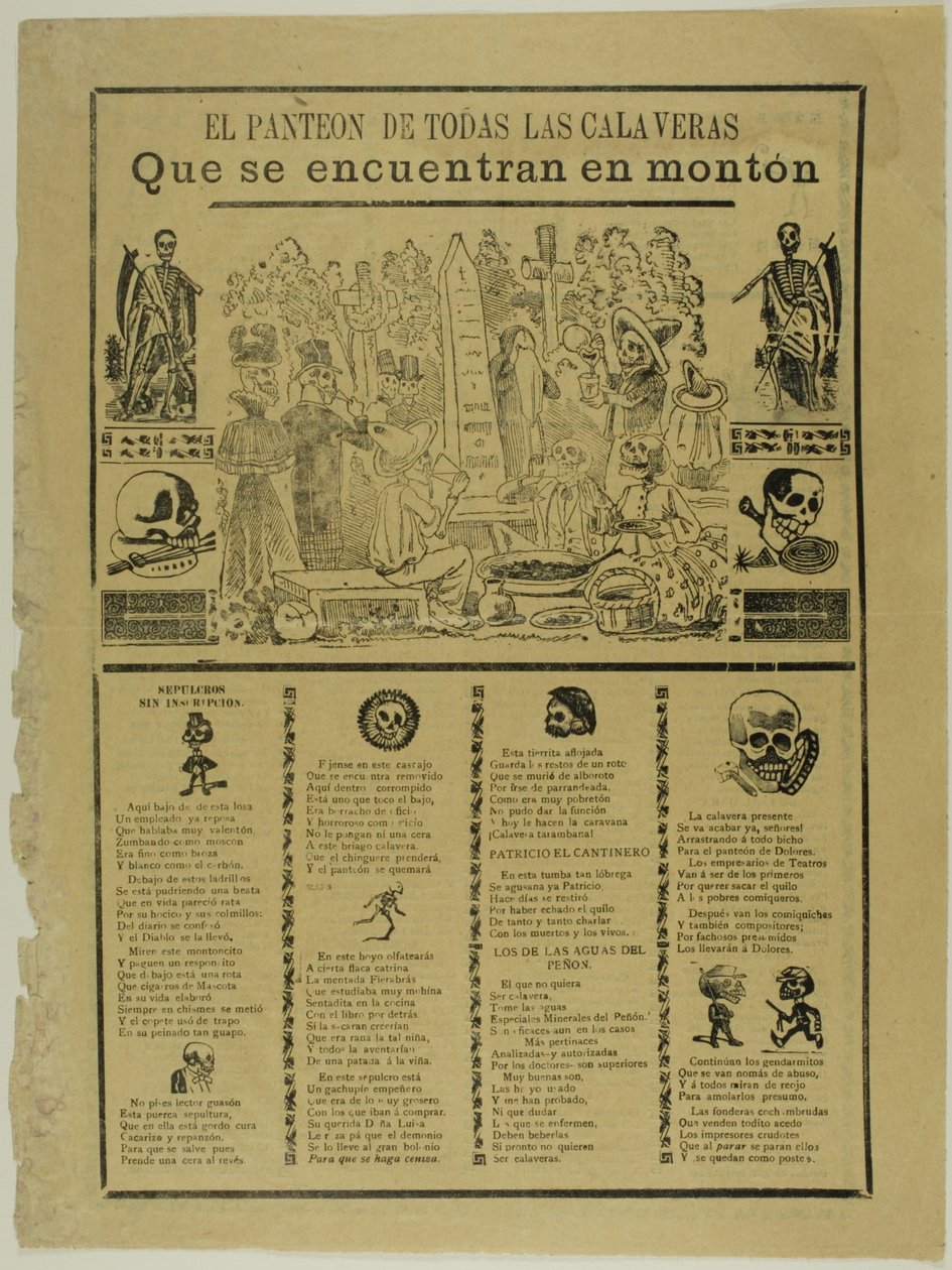 Mauzoleum Wszystkich Calaver, które znajdują się w kupie autorstwa José Guadalupe Posada
