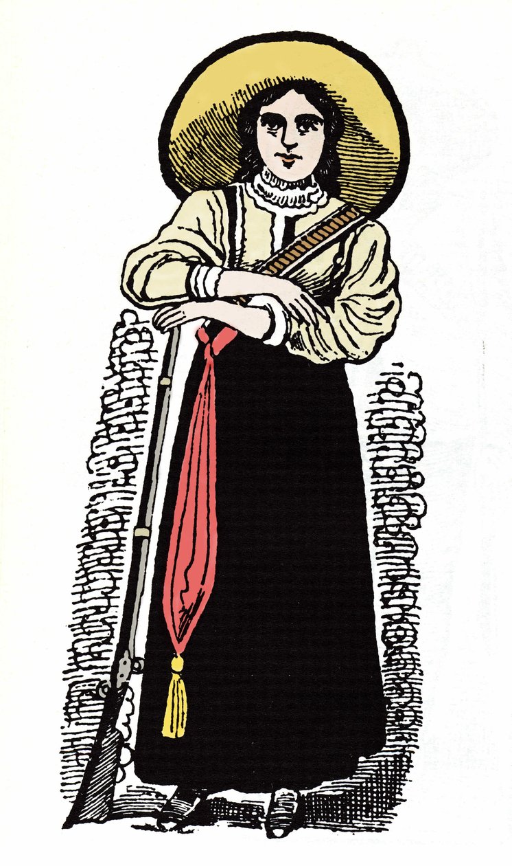 Rewolucja Meksykańska (1910-1920): meksykańska kobieta-żołnierz. Ksylografia – Jose Guadalupe Posada (1852-1913). autorstwa José Guadalupe Posada