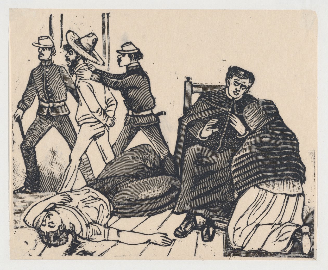 Podwójne morderstwo w Puente de los Gallos, ca. 1905-1910., ca. 1905-1910. autorstwa José Guadalupe Posada