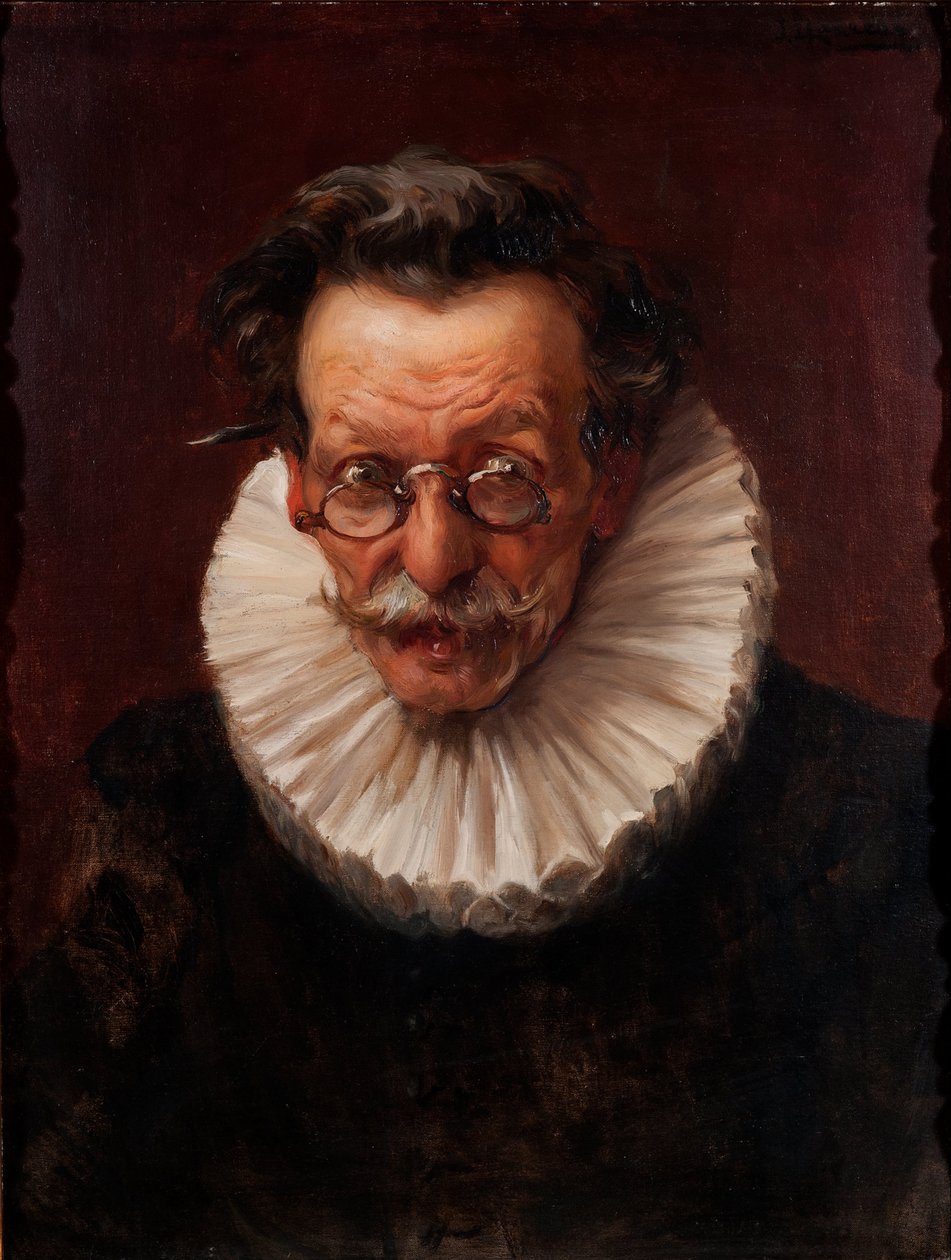 Portret starszego mężczyzny ubranego w stylu z czasów panowania Filipa IV autorstwa José Llaneces