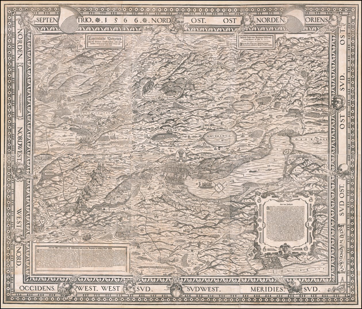 Mapa Zurychu i okolic z 1566 r. autorstwa Jodocusa Murera autorstwa Jos Murer