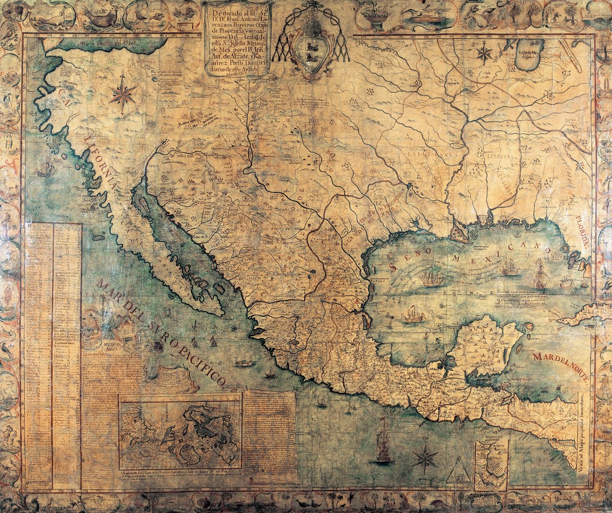 Mapa Nowej Hiszpanii (Ameryka Północna) autorstwa Jose Antonio Alzate