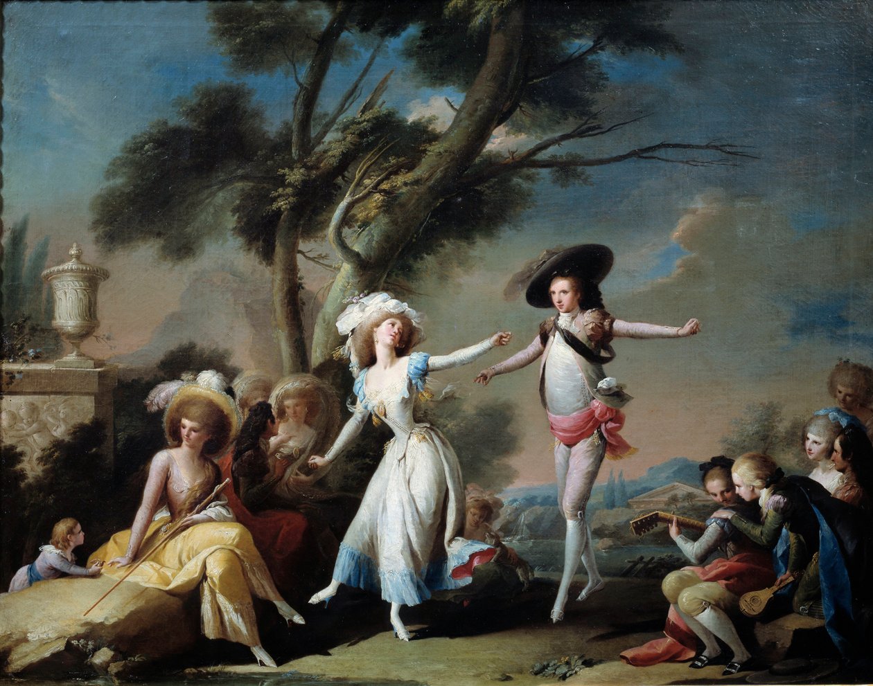 Pary w parku. Obraz Jose Camarona Y Boronata (1730-1803) autorstwa Jose Camaron