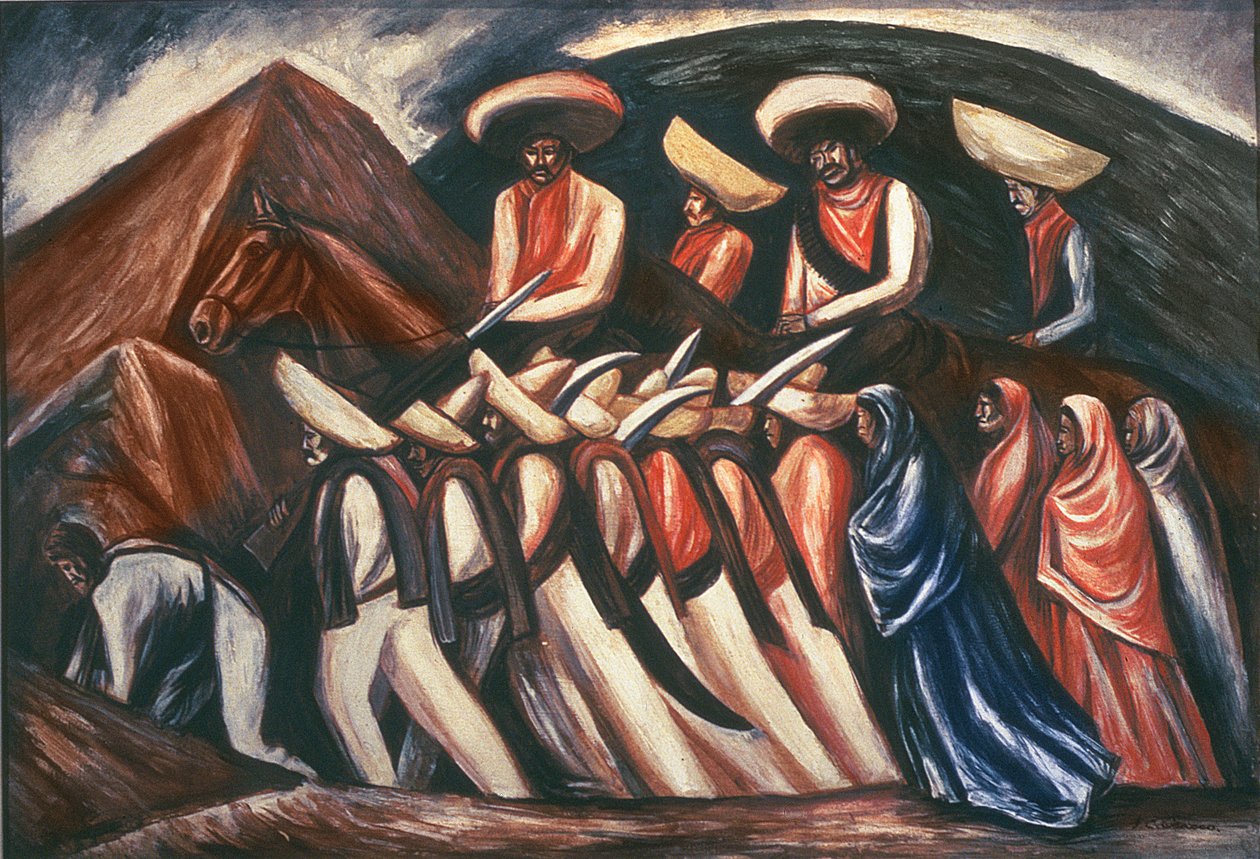 Marsz Zapatystów – prowadzony przez Emiliano Zapata i Pancho Villa podczas rewolucji meksykańskiej w 1911 r. autorstwa José Clemente Orozco