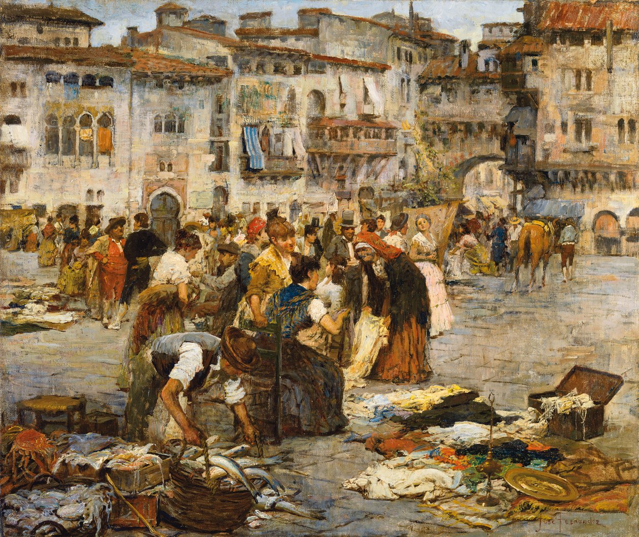 Targ w Granadzie (olej na płótnie) autorstwa Jose Fernandez Alvarado