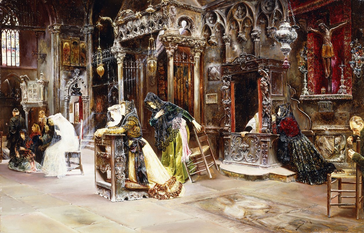 Spowiedź, 1893 autorstwa Jose Gallegos Arnosa