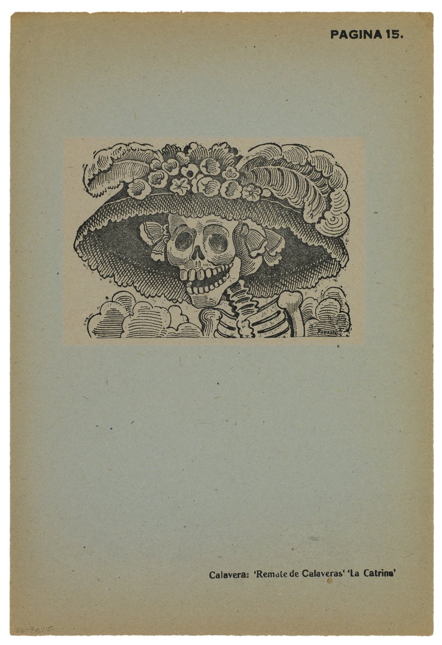 Calavera de la Catrina, ok. 1910, druk 1943 (fotoreliefa akwaforta z grawerem) autorstwa José Guadalupe Posada
