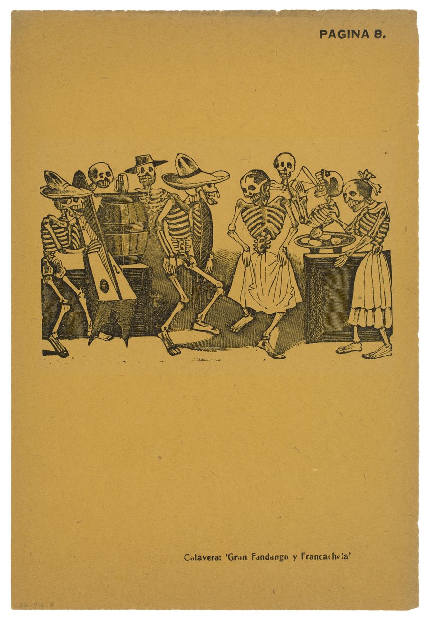 El jarabe de ultratumba, ok. 1910, druk 1943 (fotoreliefa akwaforta z grawerem) autorstwa José Guadalupe Posada