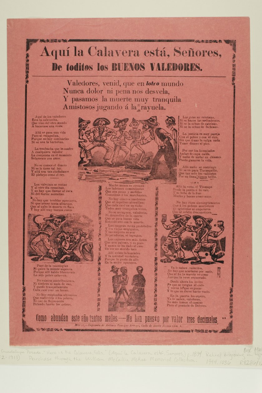 Hier sind die Calavera-Leute, alle guten Verteidiger autorstwa José Guadalupe Posada