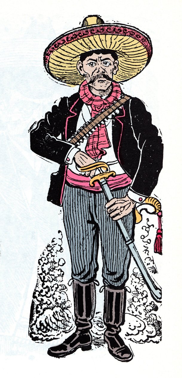 Rewolucja Meksykańska (1910-1920) - Salazar Amador Rewolucyjny zwolennik Emiliano Zapaty - Ksylografia Jose Guadalupe Posada (1852-1913) autorstwa José Guadalupe Posada