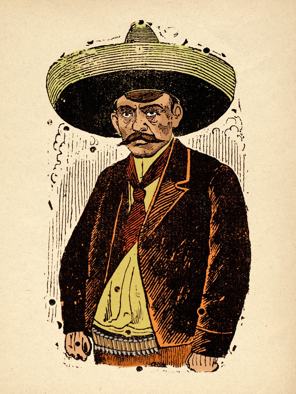 Rewolucja Meksykańska - Emiliano Zapata, ok. 1910-1912 (ksylografia) autorstwa José Guadalupe Posada