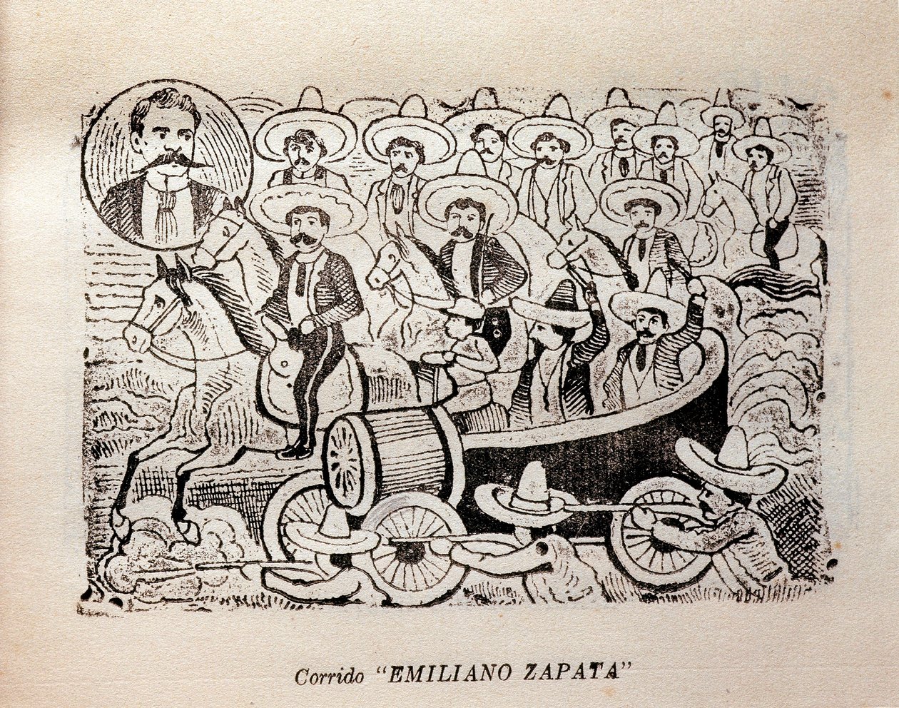 Meksyk. Rewolucja Meksykańska „Corrido Emiliano Zapata” (rycina) autorstwa José Guadalupe Posada