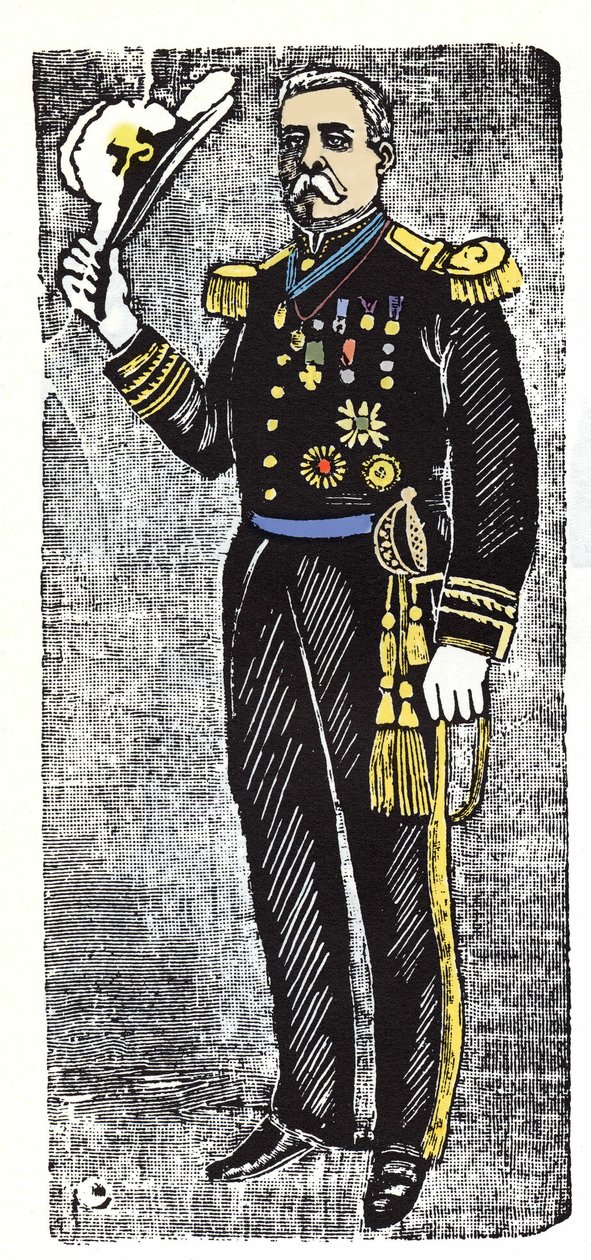 Rewolucja Meksykańska (1910-1920): Porfirio Diaz (1828-1915), prezydent Republiki Meksyku. Ksylografia – Jose Guadalupe Inn (1852-1913). autorstwa José Guadalupe Posada
