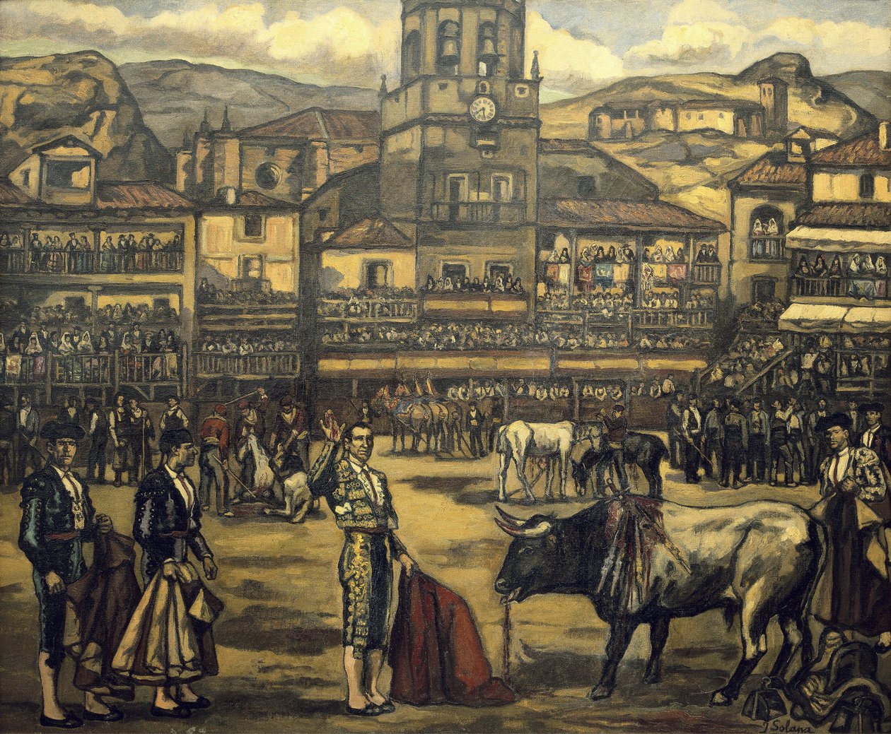 GUTIERREZ SOLANA, Jose (1886-1945). Walki byków w Rondzie (Capea en Ronda) autorstwa Jose Gutierrez Solana