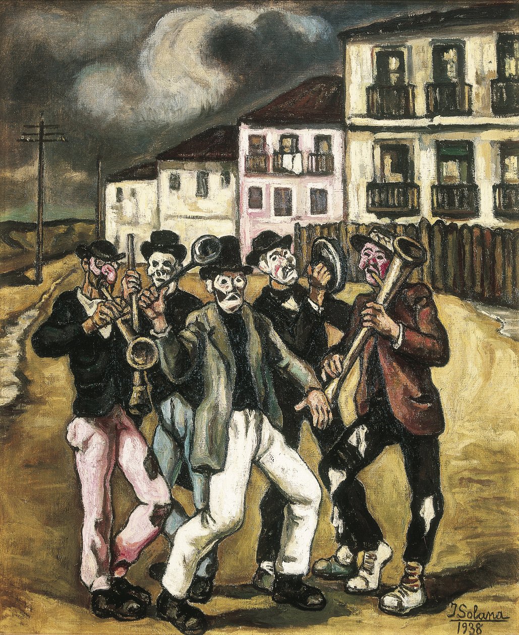 GUTIERREZ SOLANA, Jose (1886-1945). Mascaras vinateras (tusz do rzęs handlarzy winem). 1944-1945. Olej na płótnie. Kolekcja prywatna autorstwa Jose Gutierrez Solana