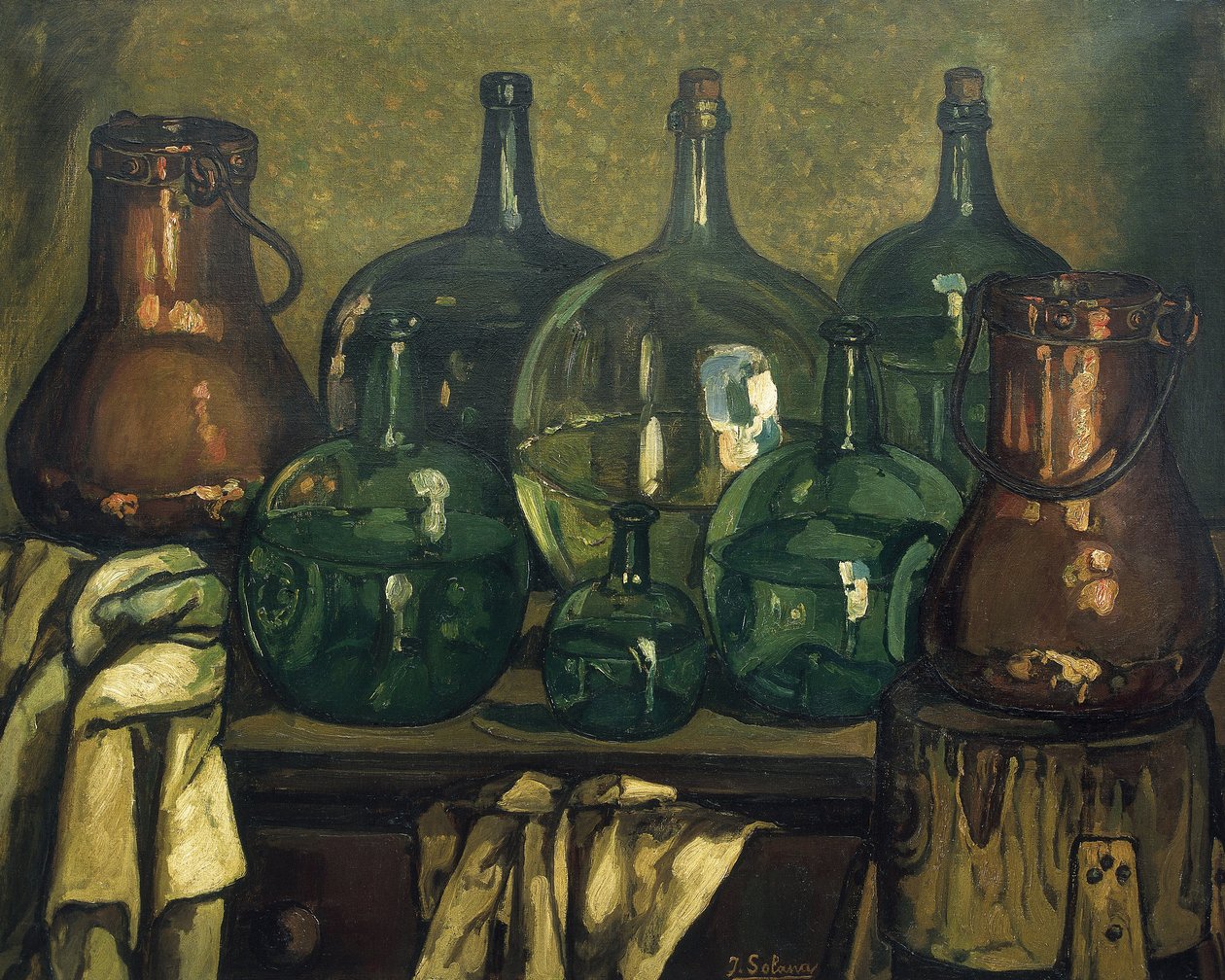 GUTIERREZ SOLANA, Jose (1886-1945). Martwa natura z butelką. 1927. Sztuka współczesna. Olej na płótnie. Kolekcja prywatna autorstwa Jose Gutierrez Solana
