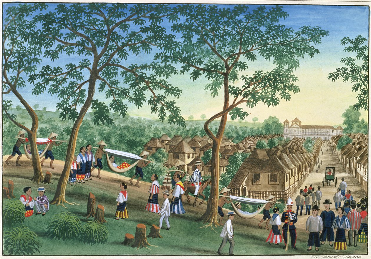 Wycieczka na Antipolo Fiesta, z „Febus Album of Views In and Around Manila”, c.1845 autorstwa Jose Honorato Lozano