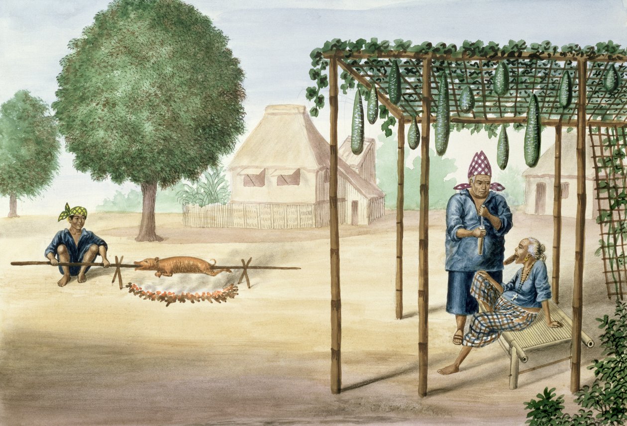 Scena wiejska w pobliżu Manili, z „Albumu Flebus widoków w Manili i wokół niej”, ok. 1845 autorstwa Jose Honorato Lozano